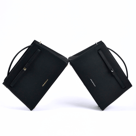 Black atelier galin cube lock handbag with silver hardware and brand logo gold bag 