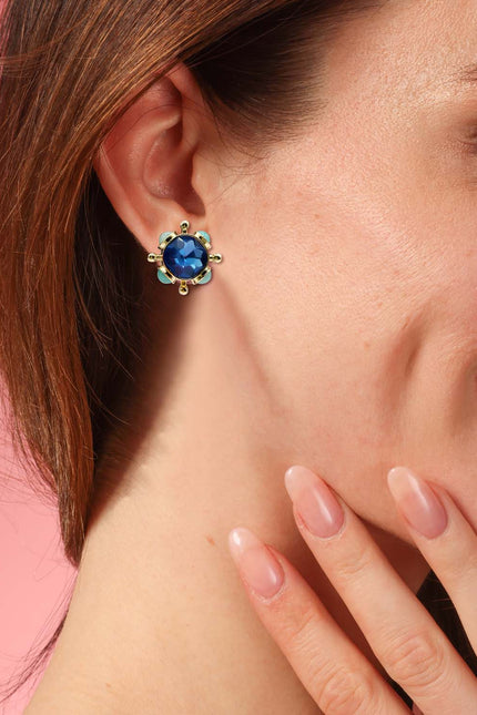 Michael Nash Jewelry | Monica Sapphire And Blue Chalcedony Sputnik Earrings