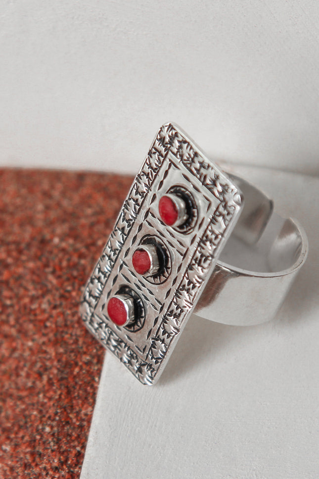 Yelli Jewels | Rectangular Coral Ring