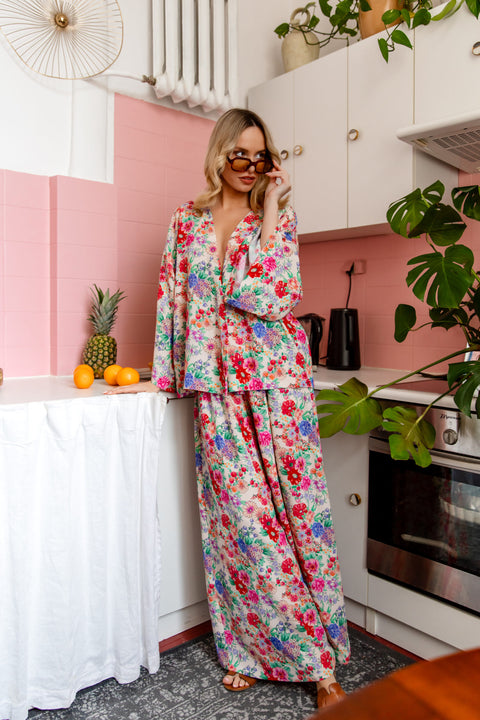 Maoconcept | Krótkie kimono z wiskozy w kolorowe kwiaty