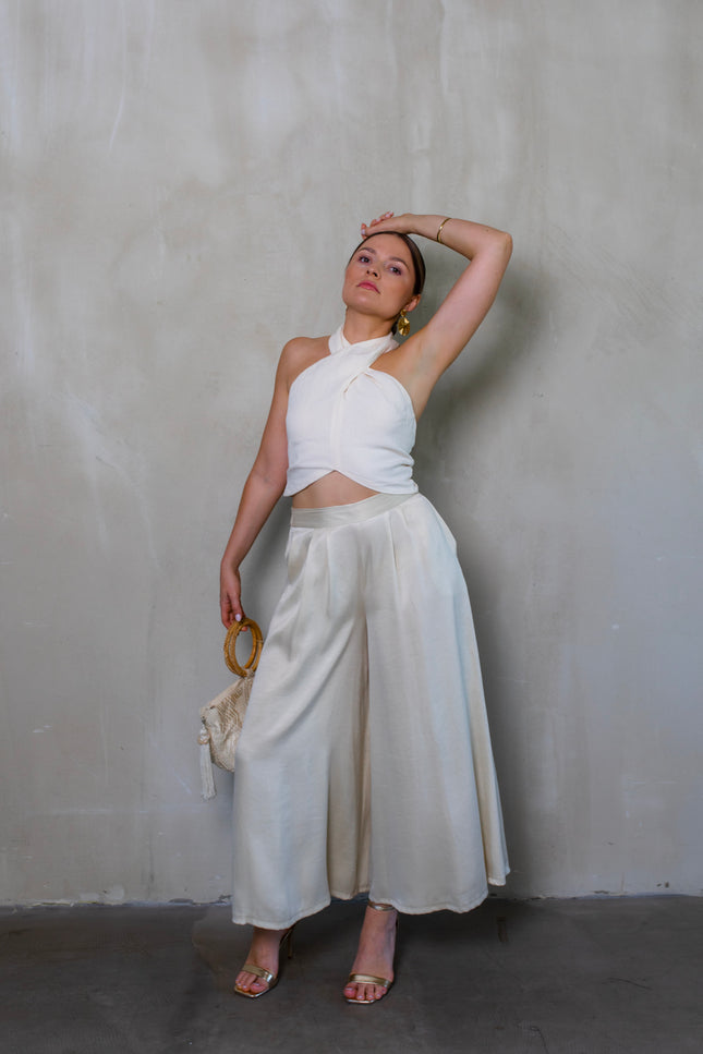 Maoconcept | Kremowe szerokie spodnie Culotte
