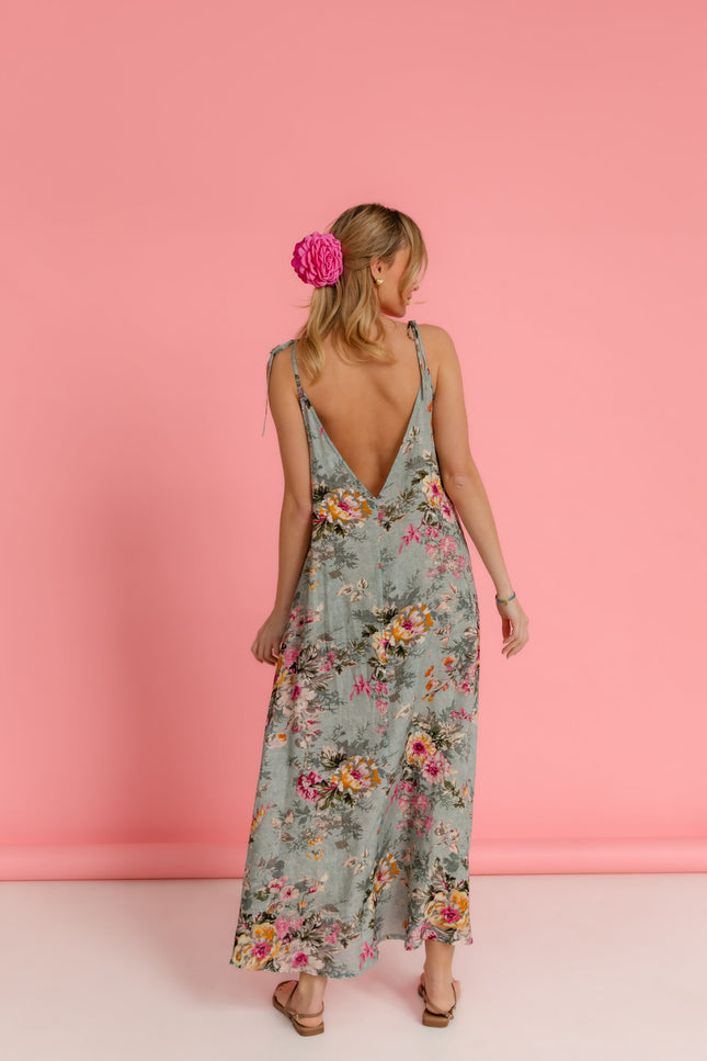 Maoconcept | Sukienka maxi z wiskozy w kolorowe kwiaty