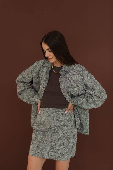 Maoconcept | Szara spódnica mini z żakardowej bawełny