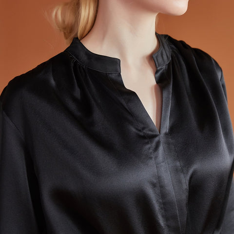Soft Strokes Silk | Long Sleeve Y-neck Eshonai Blouse