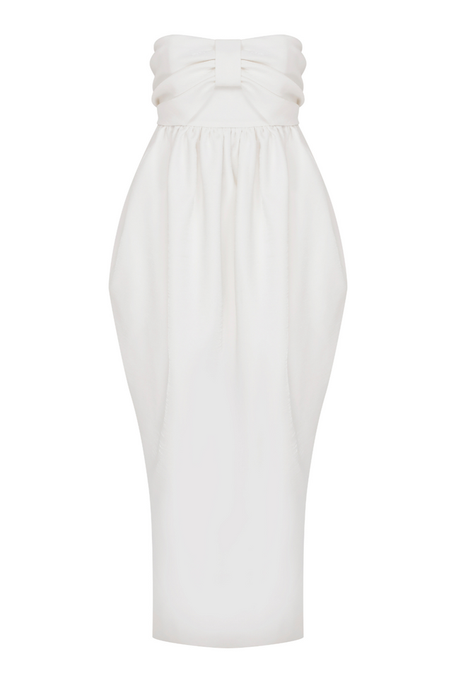 Nazli Ceren | Sukienka midi Jeanne Balloon w kolorze Blanc de Blanc