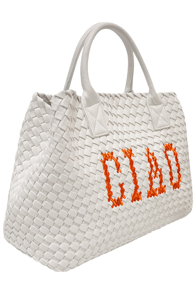 Orange Ciao White vegan handbag by Lilly Loves with sleek design and sturdy handles, perfect for casual or stylish outings.
