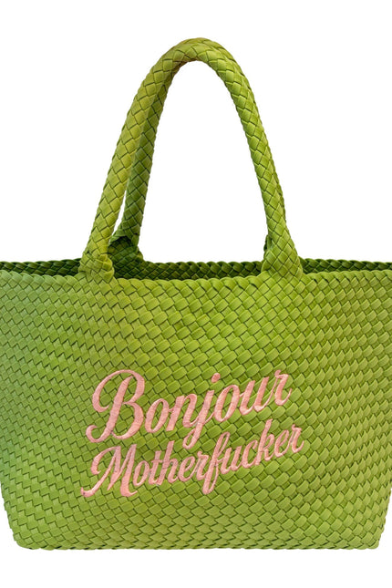 Lilly Loves | Green Bonjour Motherfucker Green Handbag