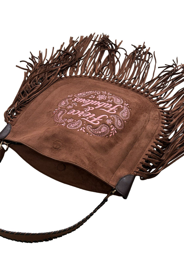 Lilly Loves | Fierce & Fabulous Paisley Chocolate Tassel Handbag