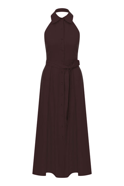 Nazli Ceren | Carrie Linen Midi Dress in Burnt Siena