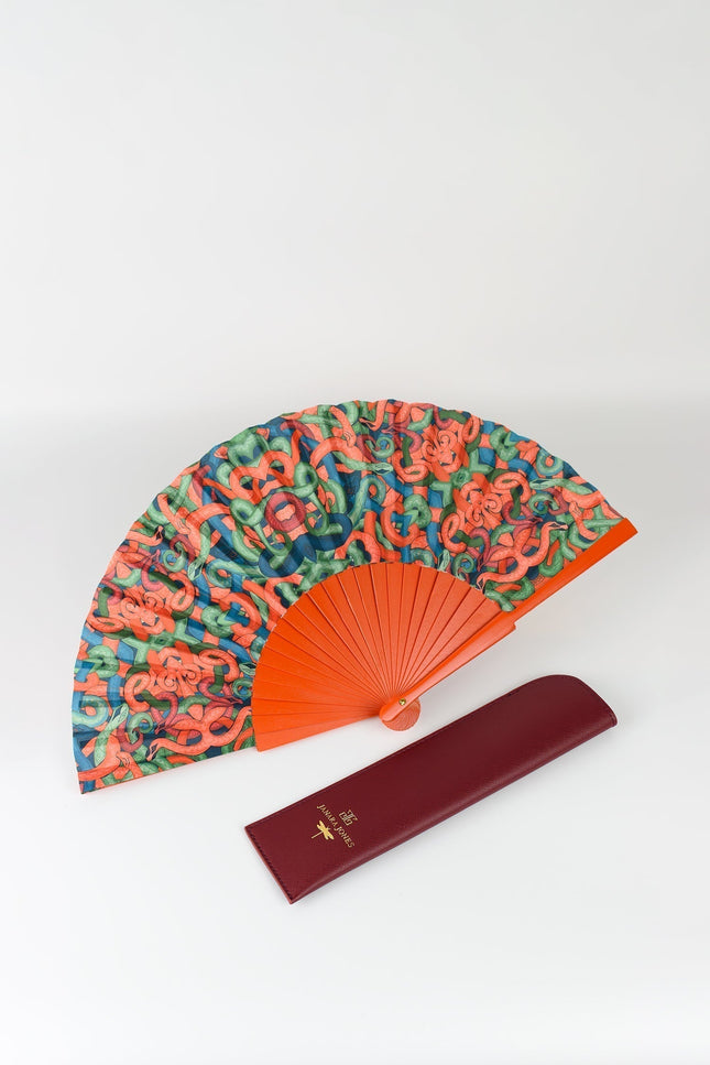 Janara Jones | Snakes Orange Hand Fan