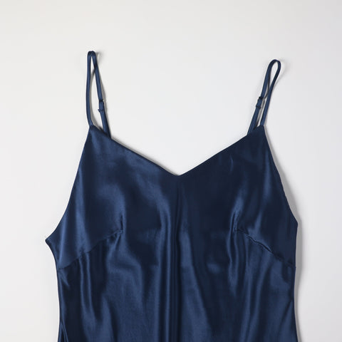 Soft Strokes Silk | River Nymph Navy Slip Mini Dress
