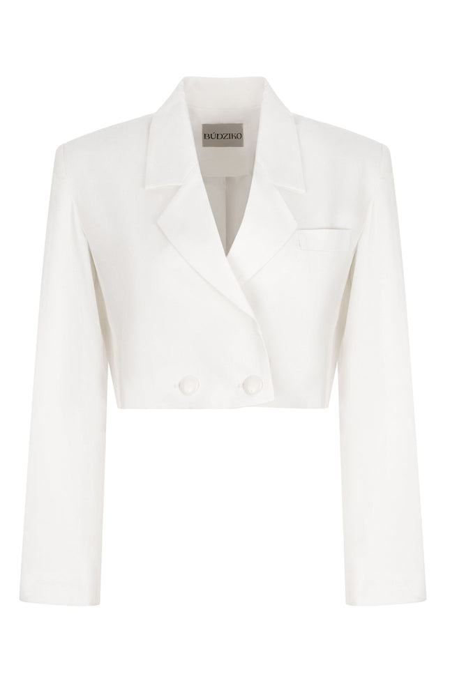 BÚDZIKO | PARIS MILKY WHITE CROPPED BLAZER