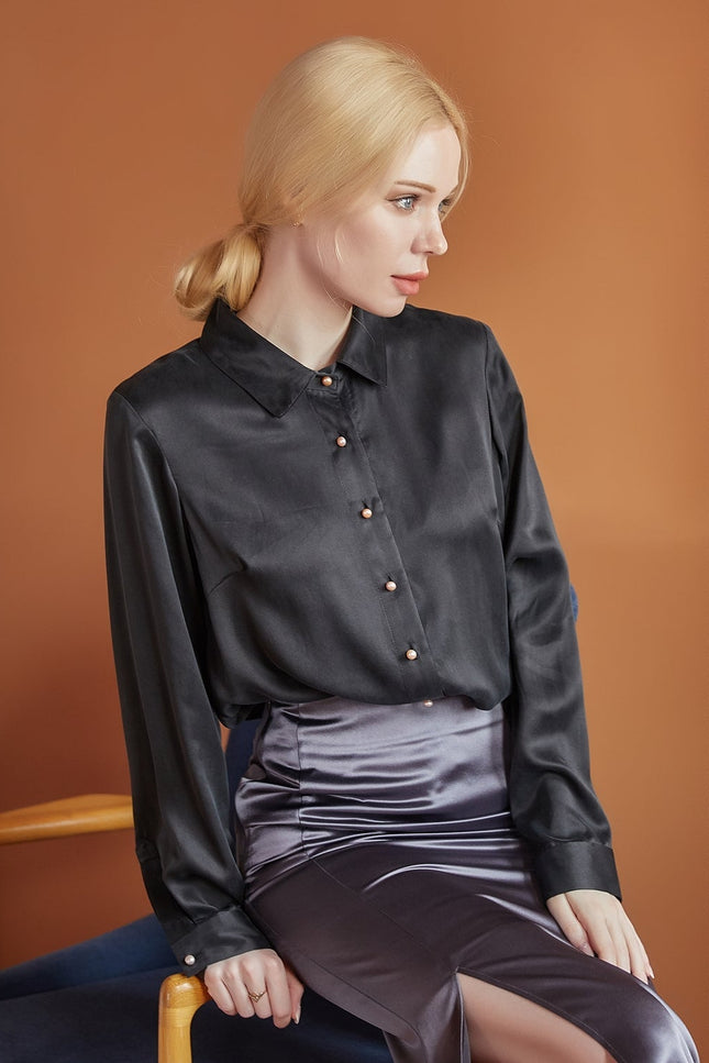 Soft Strokes Silk | Pointed Collar Fitted Ariel Blouse