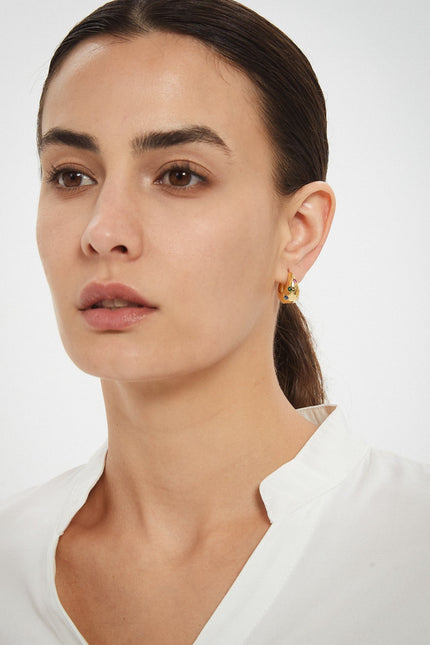 Miss Cecilia | Rainbow Sapphire Dome Hoop Earrings