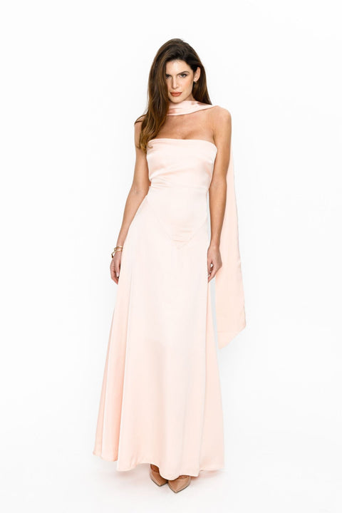 Say no more I Belle Maxi Satin dress sorbet