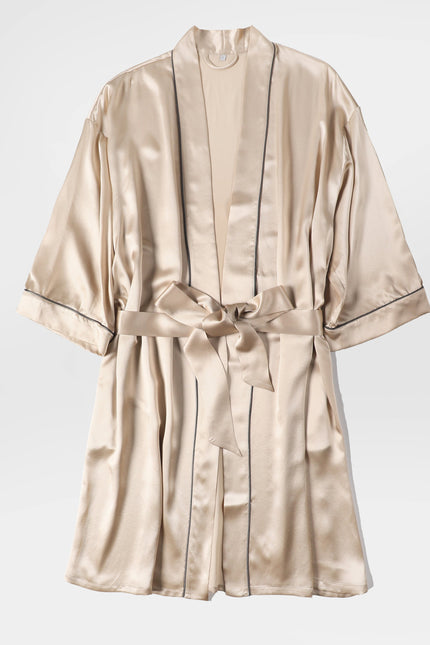 Soft Strokes Silk | Pasithea Beige Kimono Robe