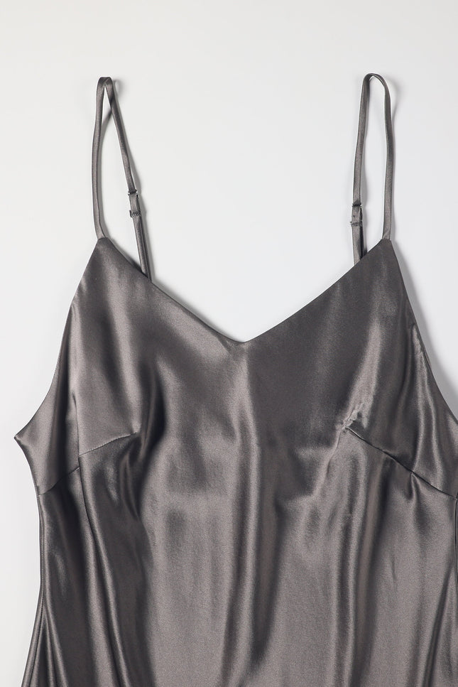Soft Strokes Silk | River Nymph Grey Slip Mini Dress