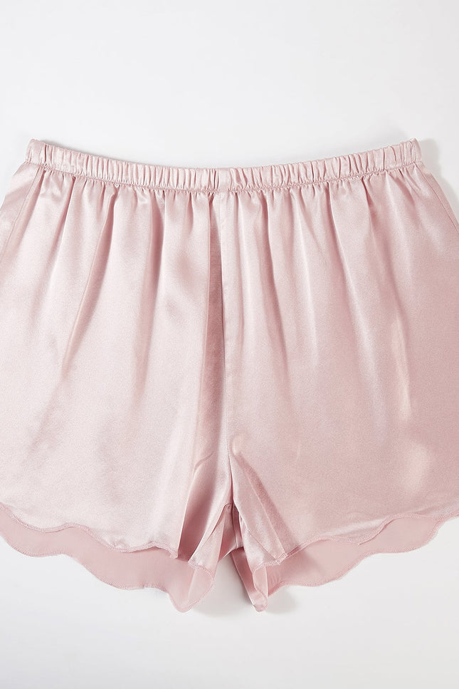 Soft Strokes Silk | Dusty Rose Scallop Edged Pyjamas Shorts