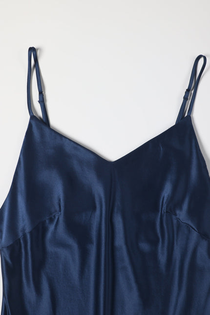 Soft Strokes Silk | River Nymph Navy Slip Mini Dress