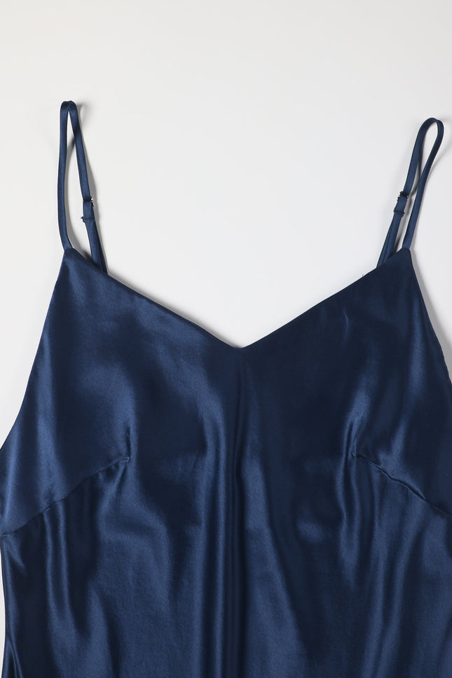 Soft Strokes Silk | River Nymph Navy Slip Mini Dress