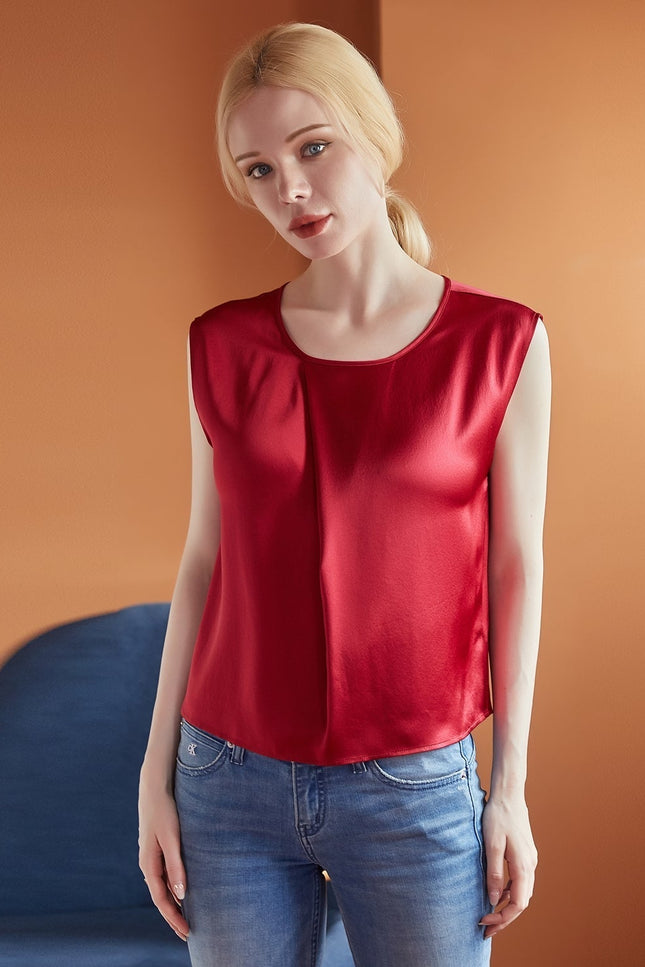 Soft Strokes Silk | Sleeveless Cropped Blouse Denna