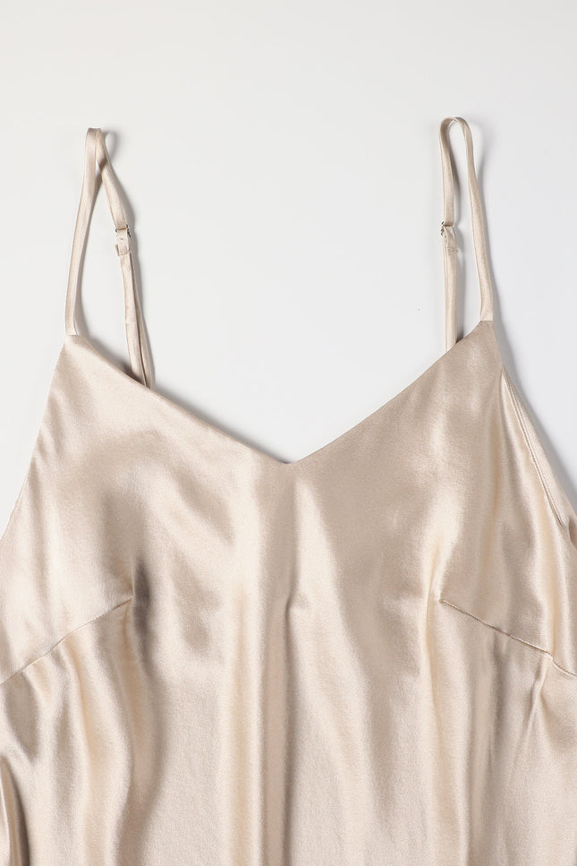 Soft Strokes Silk | River Nymph Beige Slip Mini Dress