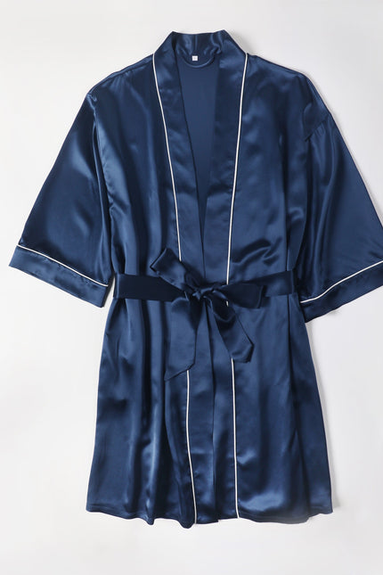 Soft Strokes Silk | Pasithea Navy Kimono Robe
