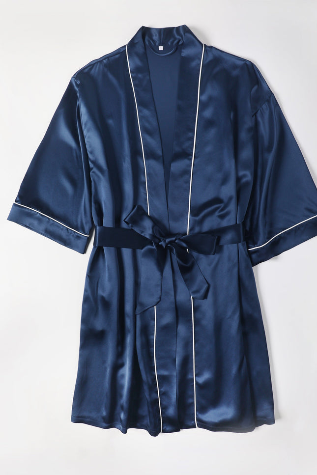 Soft Strokes Silk | Pasithea Navy Kimono Robe
