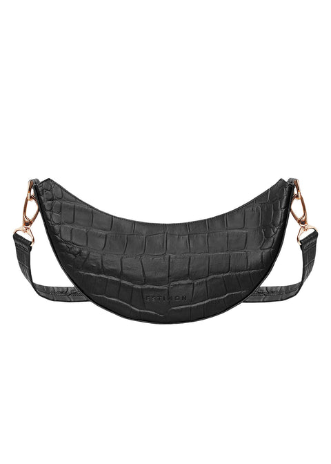 Estimon | Shoulder bag Mini Hobo corn leather black croco