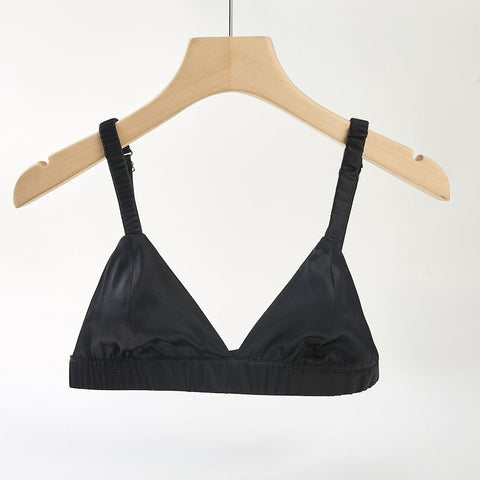 Soft Strokes Silk | Classic Black Handmade Bralette Bra