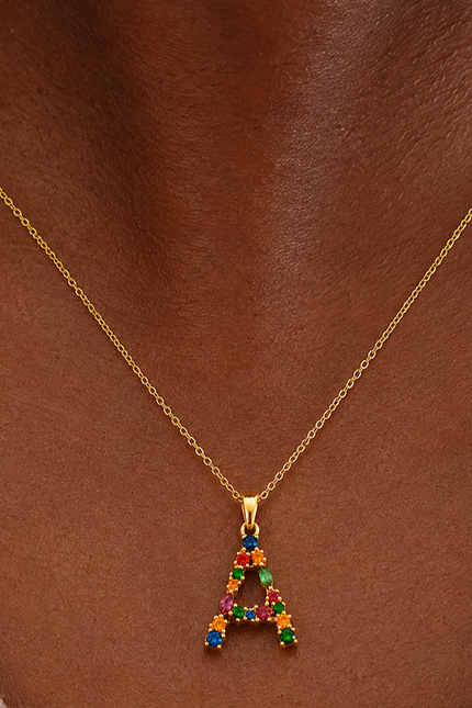 Multistone Alphabet Necklace