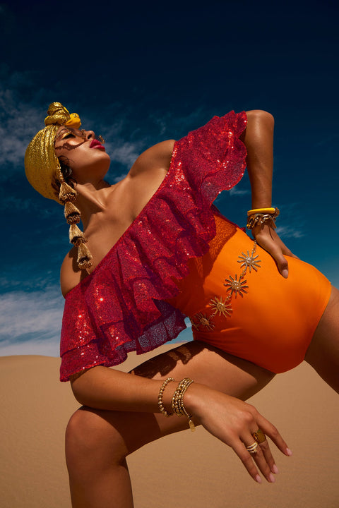 Julia Clancey I Rara Tigre Raspberry Sequin Swim Body