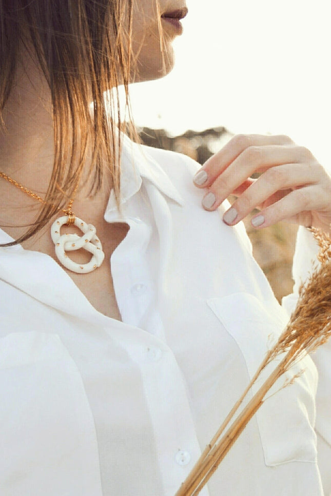 Poporcelain | Salted Pretzel Pendant Necklace