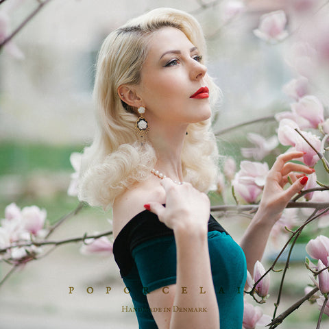 Poporcelain | Classic Baroque Rose Statement Drop Earrings