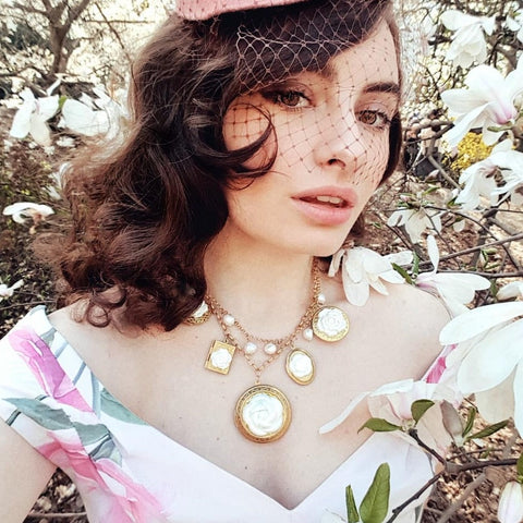 Poporcelain | Floral Lockets Statement Chain Necklace