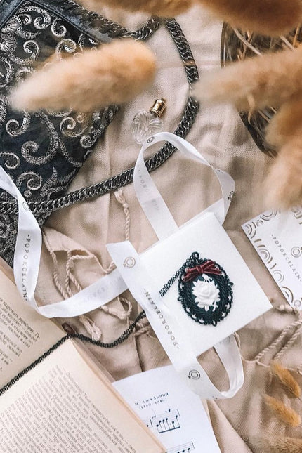 Poporcelain | Dark Romance Rose Cameo Pendant Necklace