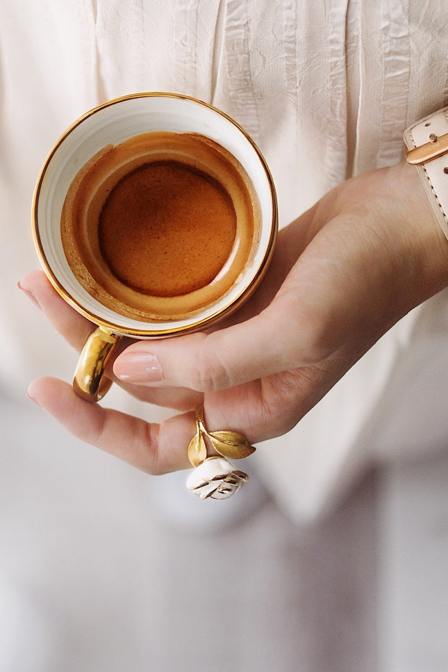 Poporcelain | White Cloud Rose Cocktail Ring