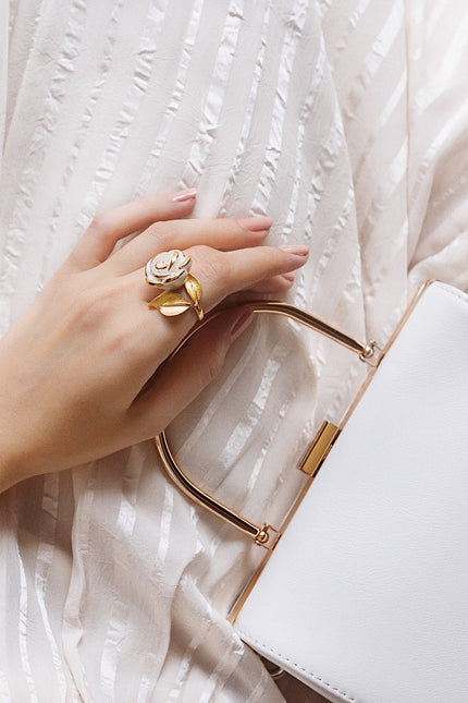 Poporcelain | White Cloud Rose Cocktail Ring