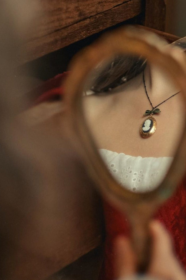 Poporcelain | Dark Romance Goddess Oval Cameo Locket Necklace