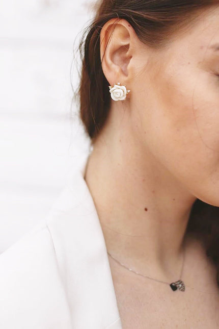 Poporcelain | White Cloud Rose Studs