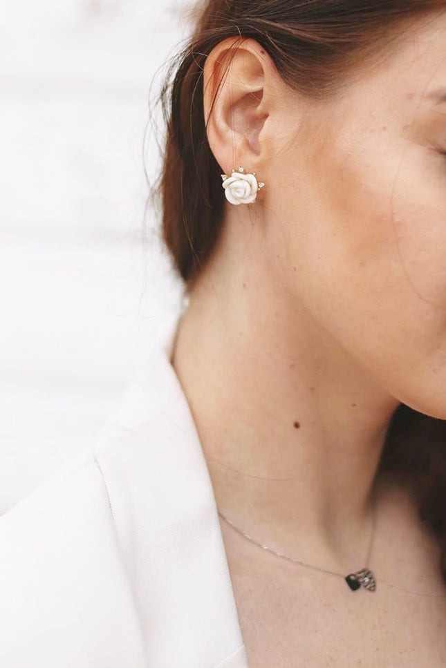 Poporcelain | White Cloud Rose Studs