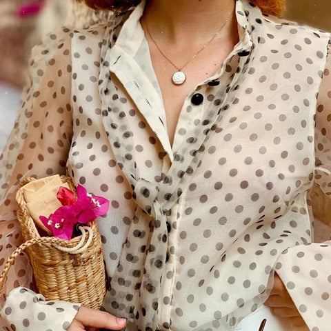 Poporcelain | Naszyjnik z różą i perłą