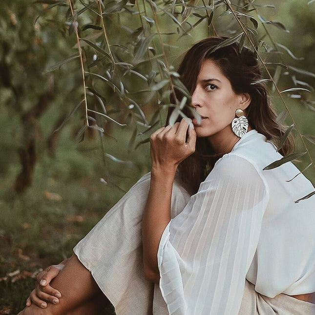 Poporcelain | Monstera Leaf Statement Drop Earrings