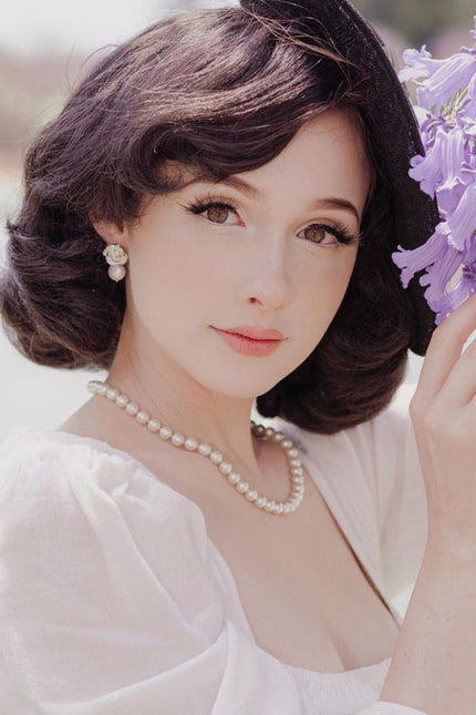 Poporcelain | White Cloud Rose Pearl Drop Earrings