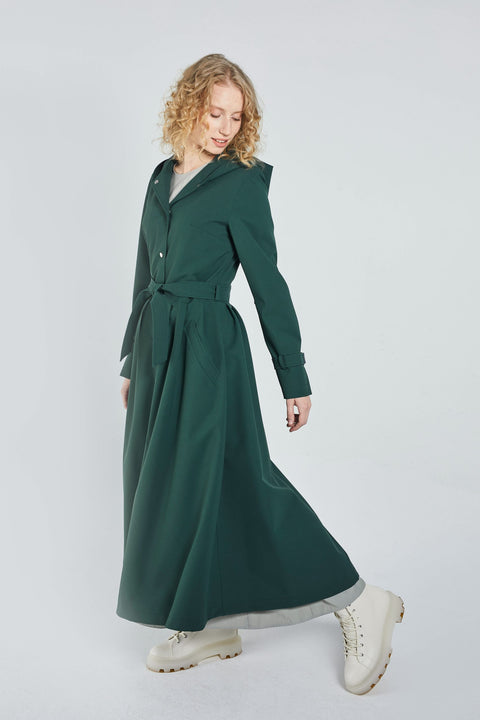 Ducktail Rainwear I ZIELONY IKONICZNY PŁASZCZ PRZECIWDESZCZOWY - materiały z recyklingu