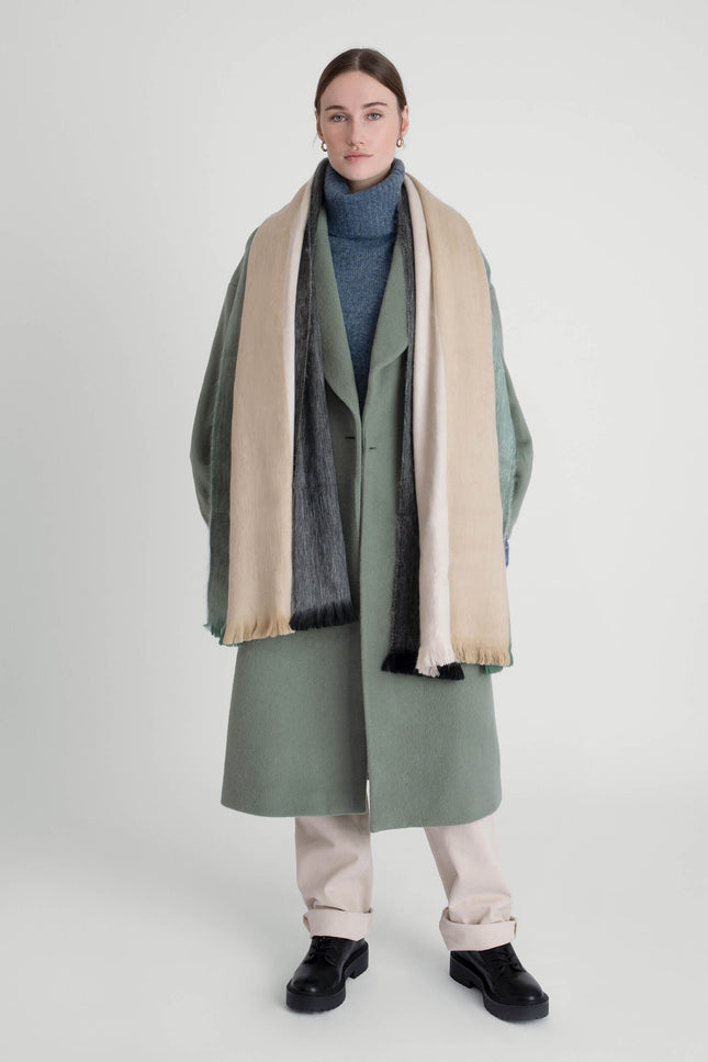 Alpaca Loca | Scarf Striped Mint, Beige and Black