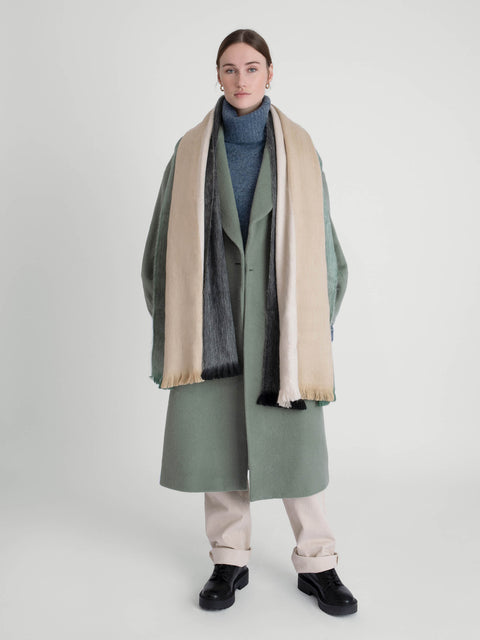 Alpaca Loca | Scarf Striped Mint, Beige and Black