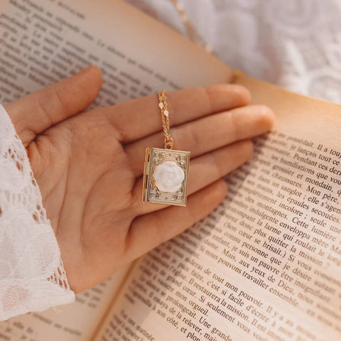 Poporcelain | Camellia Book Locket Pendant Necklace