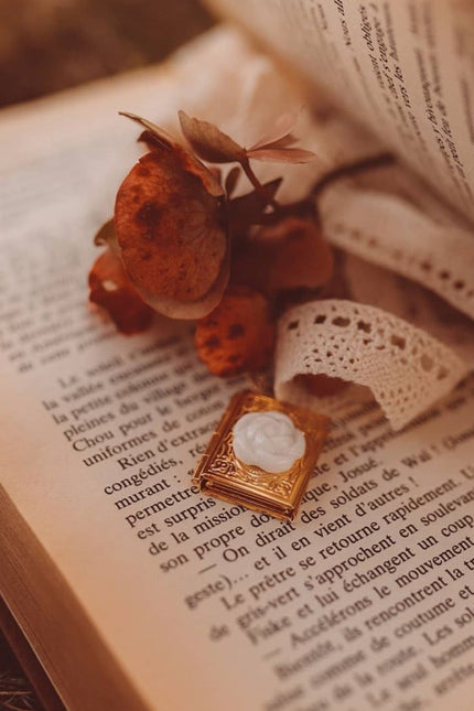 Poporcelain | Camellia Book Locket Pendant Necklace