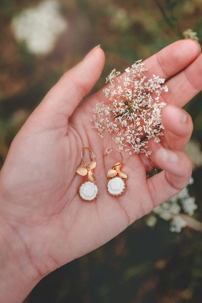 Poporcelain | Moonlight Rose Drop Earrings